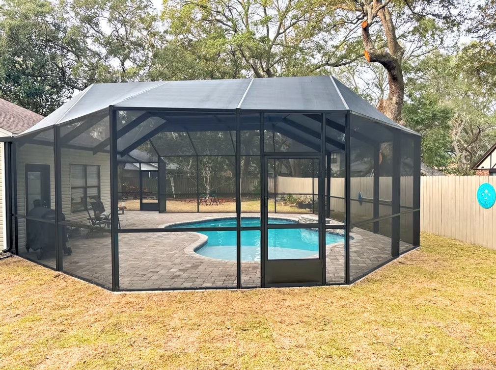 Interior view of screened pool enclosure