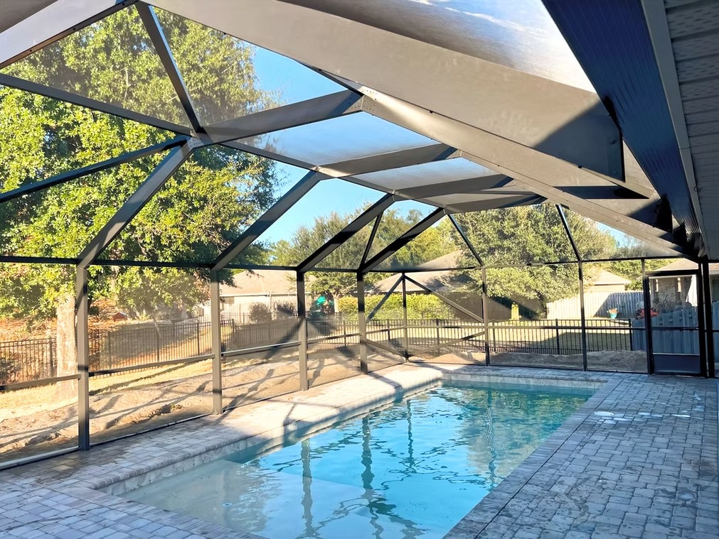 Interior view of screened pool enclosure