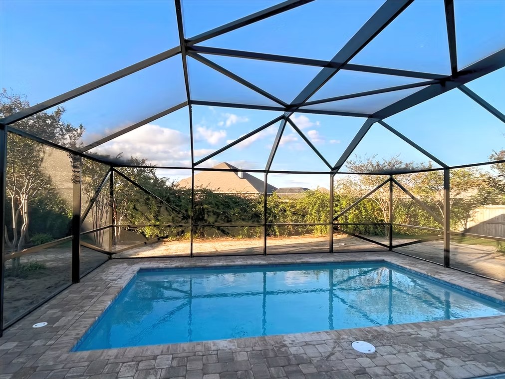 Interior view of screened pool enclosure