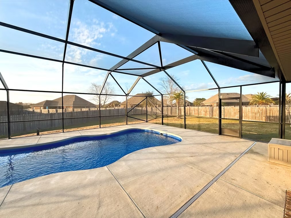 Interior view of screened pool enclosure