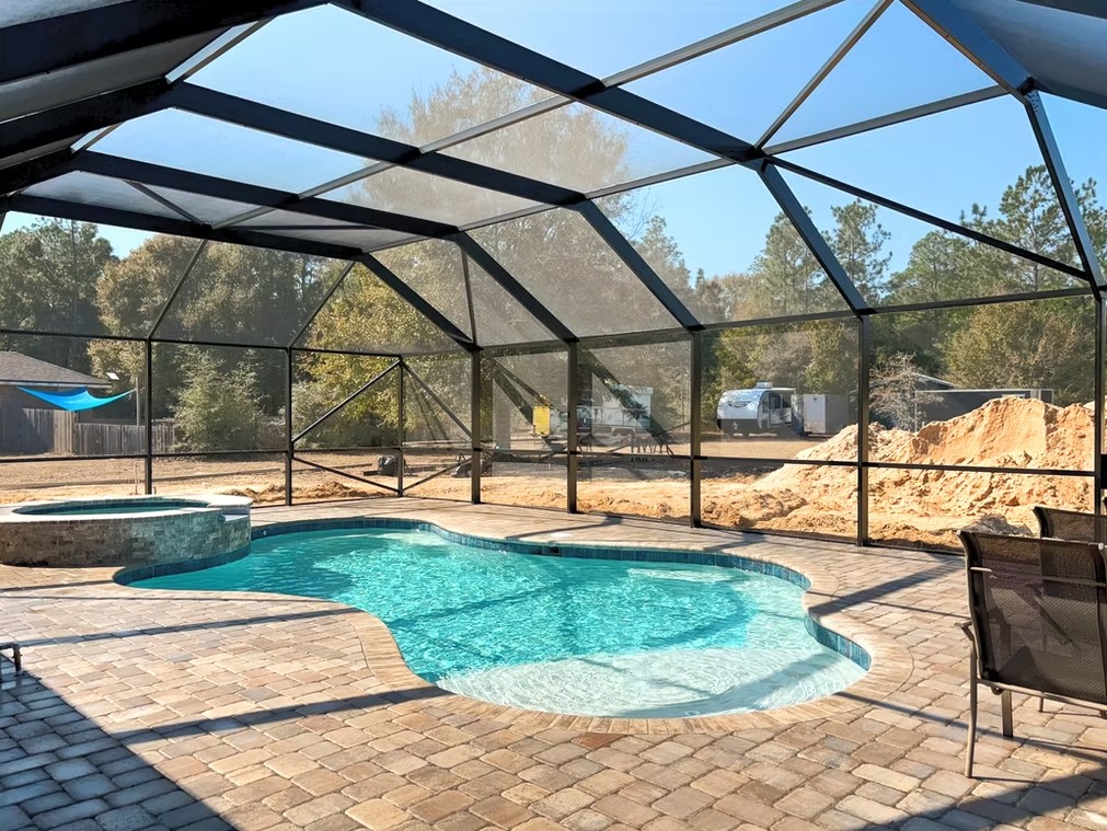 Interior view of screened pool enclosure