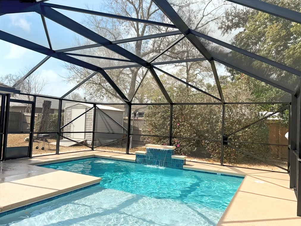 Interior view of screened pool enclosure