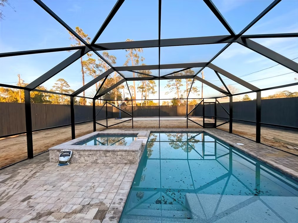 Interior view of screened pool enclosure