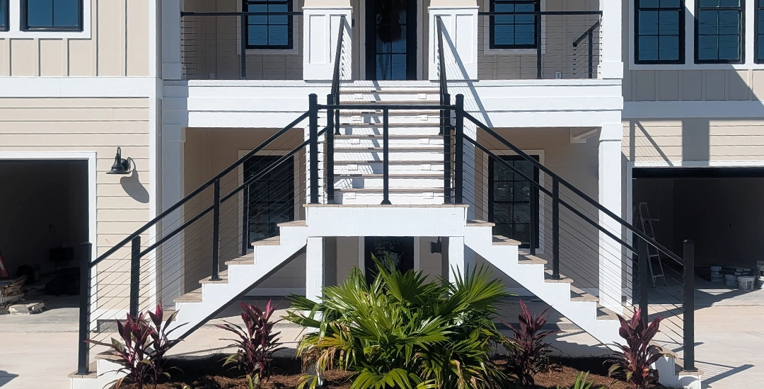 Iron railing on second story home