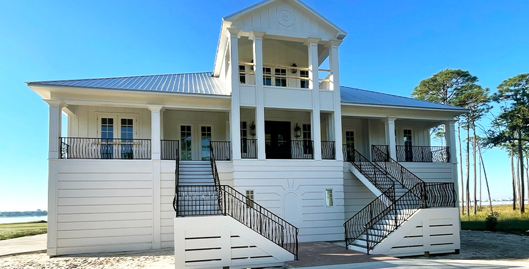 Iron railing on balcony