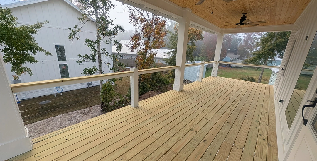 Patio with balcony railing