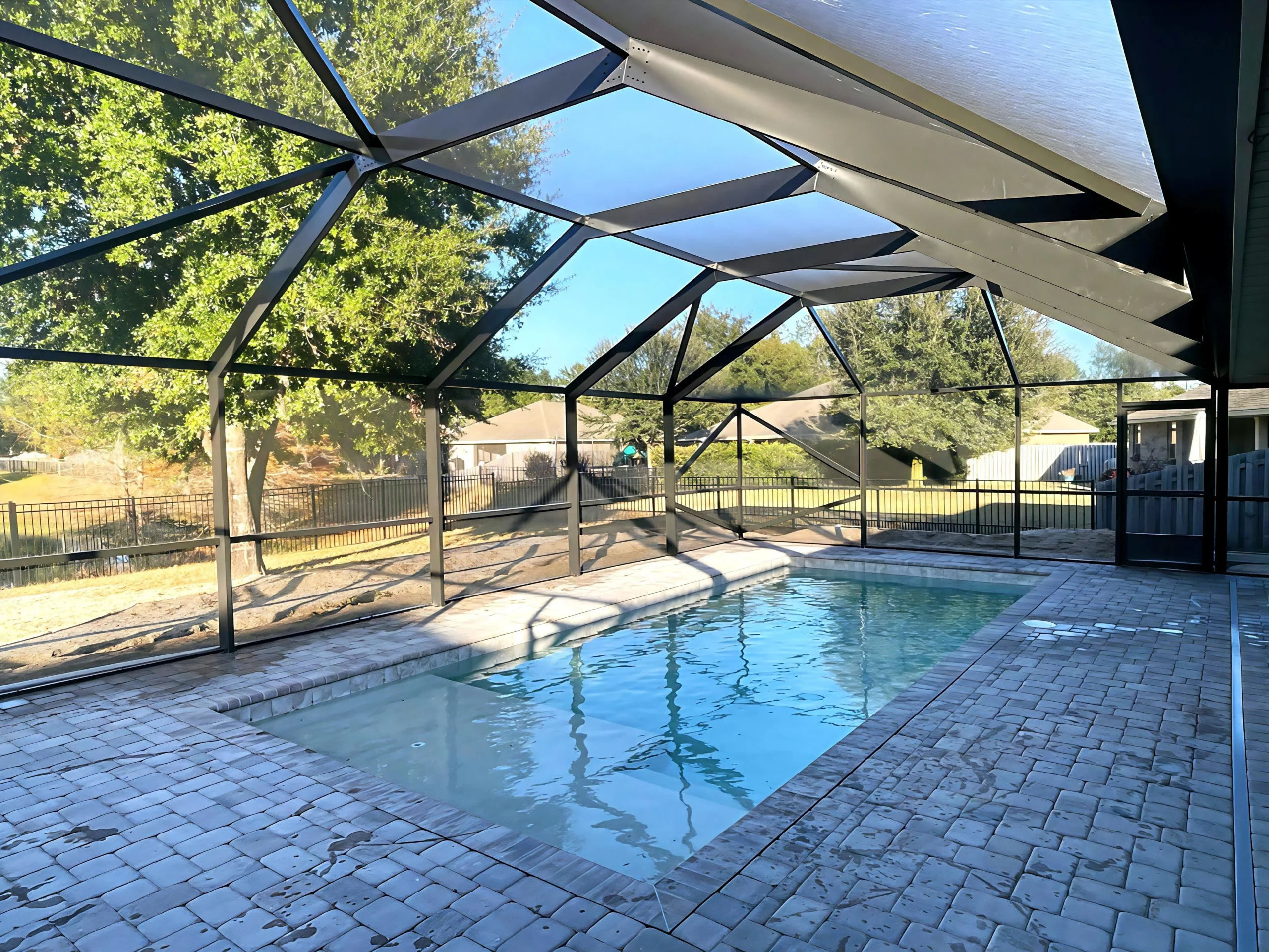 Interior view of screened pool enclosure