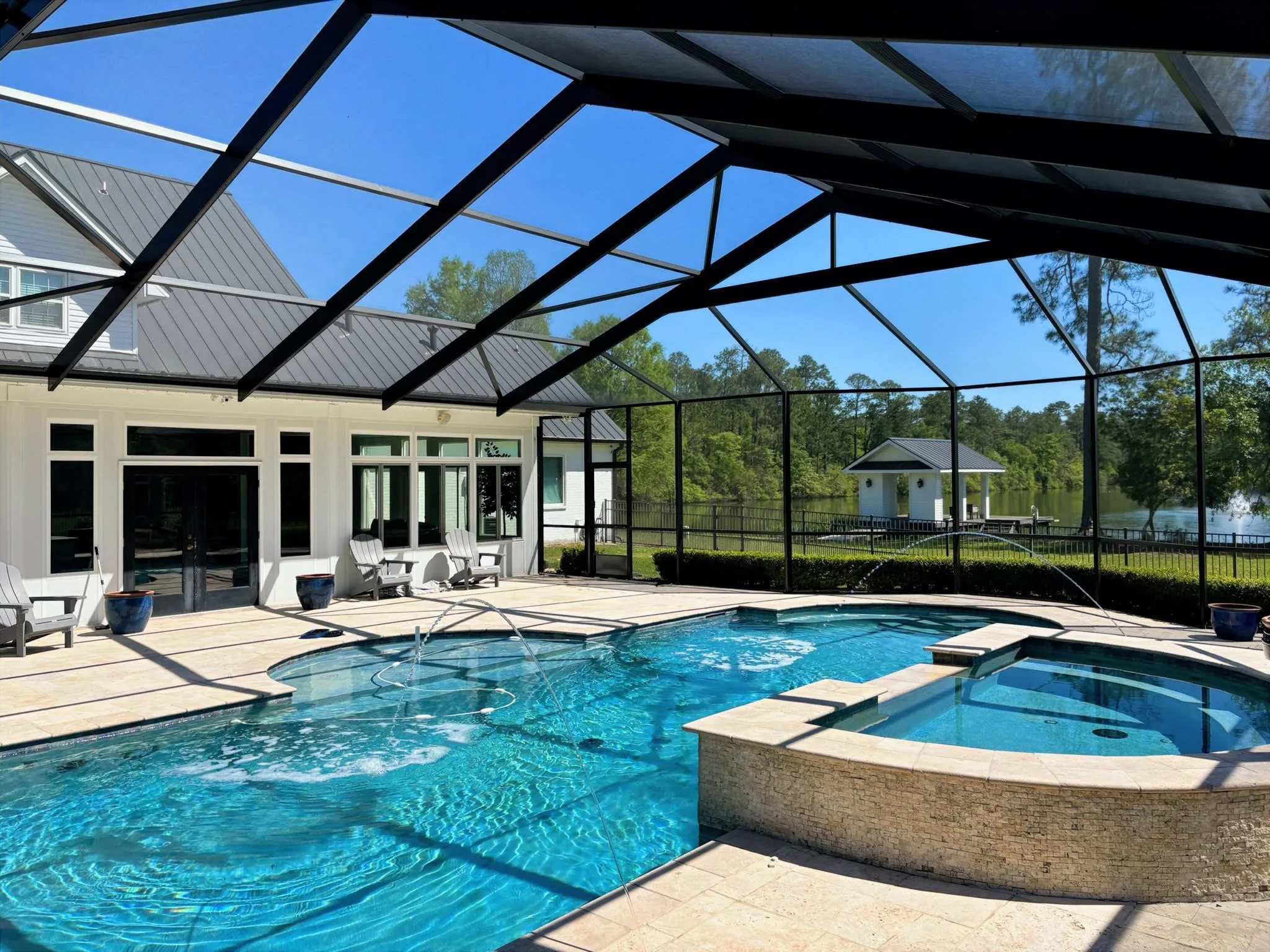 Interior view of screened pool enclosure